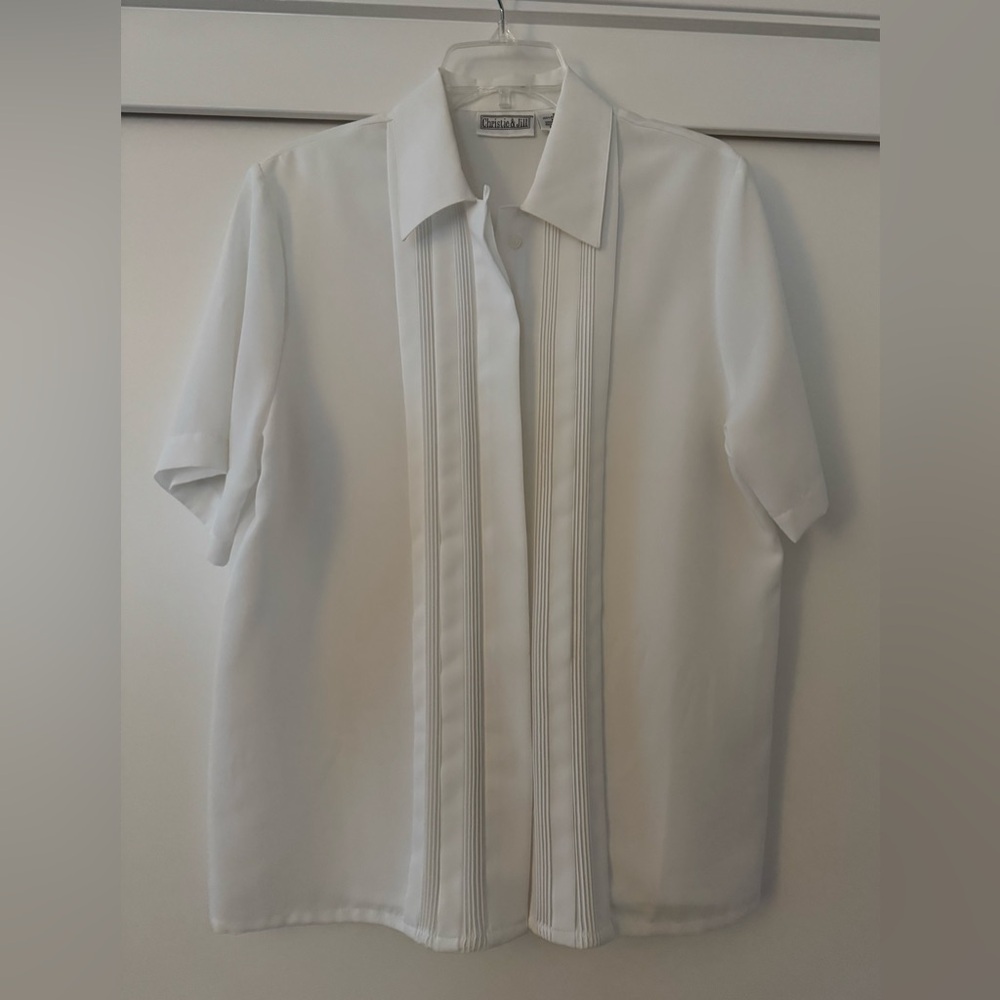 Vintage Christie & Jill White Button Down Blouse Size 10